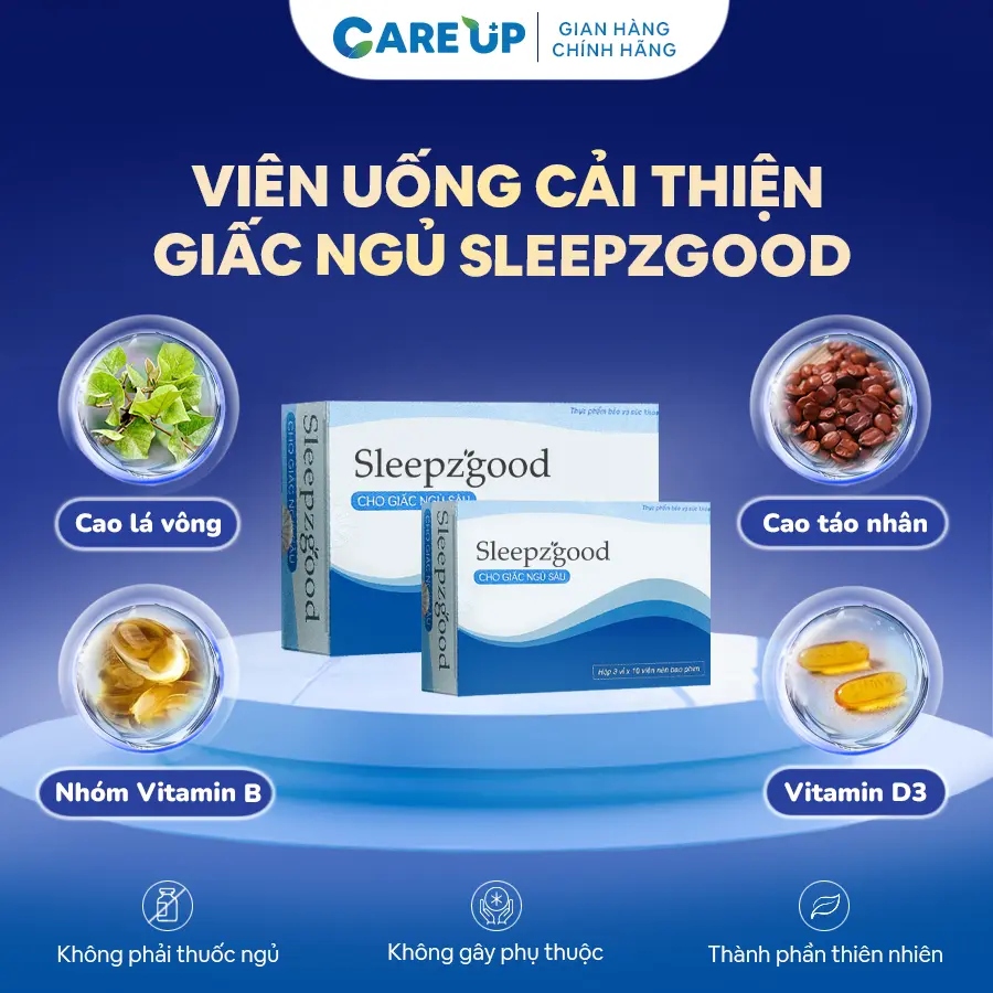 Sử dụng 2 viên SleepzGood mỗi ngày để cái thiện tình trạng mất ngủ vì suy nghĩ nhiều